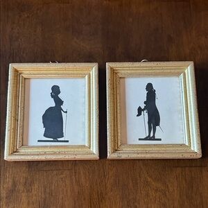 Antique pair of BORGHESE silhouette framed George and Martha 1930s